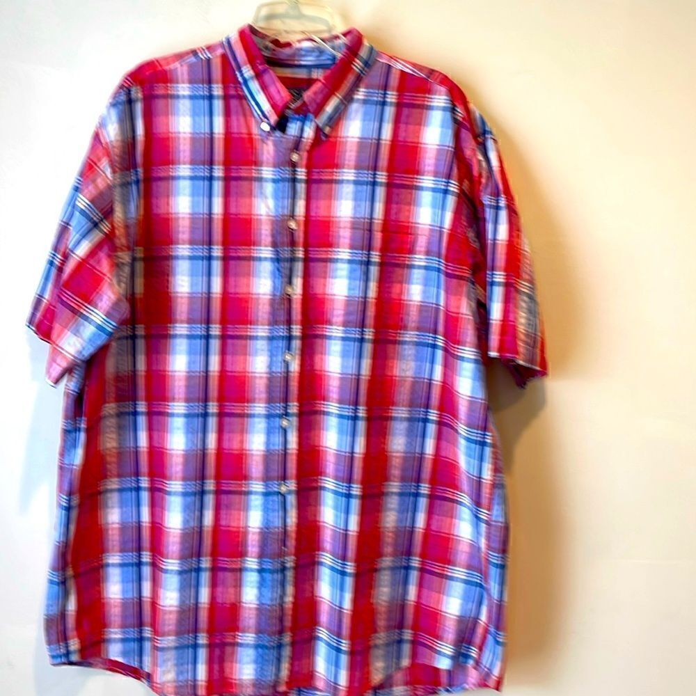 Jos. A Bank  Plaid Short Sleeve Button Down Shirt Men's XL
